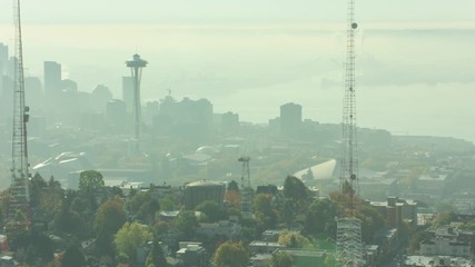 Seattle , Washington Aerial City View Shot on RED from Helicopter