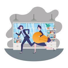 Businesswomen with lightbulb avatar character
