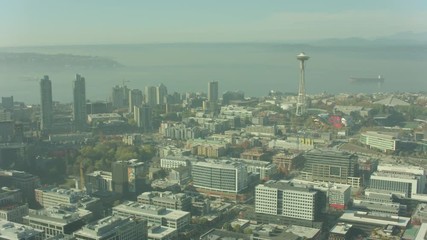 Seattle , Washington Aerial City View Shot on RED from Helicopter