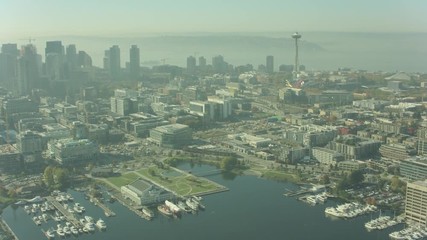 Seattle , Washington Aerial City View Shot on RED from Helicopter