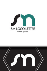 alphabet  logo letter SM with combination, lowercase for business - vector