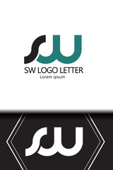 alphabet  logo letter SW with combination, lowercase for business - vector