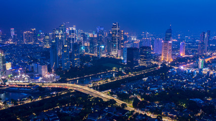 Beautiful Jakarta city with night lights