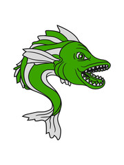 fisch angeln fischen fangen meer see gefährlich monster comic cartoon design verein sport clipart