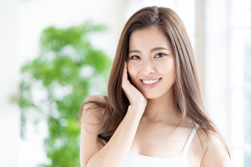 Naklejka premium attractive asian woman skincare image