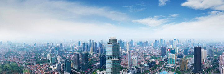 Fototapeta na wymiar Jakarta city with high buildings at morning