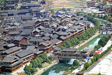 Naklejka premium Qian Hu Miao Zai Ancient Village, Guizhou province China.