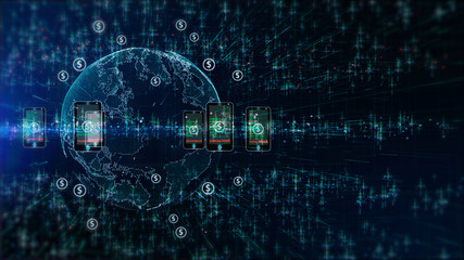 Technology Network with phone and holographic information