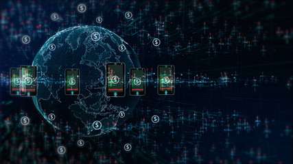 Technology Network with phone and holographic information