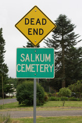 Comical Street Sign - Dead End, Cemetery