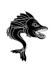 design cool angeln fisch fischen fangen meer see gefährlich monster comic cartoon verein sport clipart