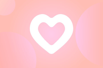 flat white bold contour heart on modern minimal 3d pastel gradient background. stock vector illustration clipart