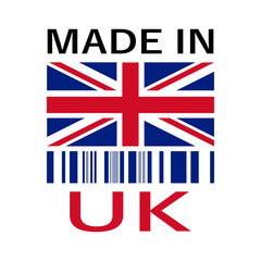 Fototapeta na wymiar made in United Kingdom logo with bar code, logo prodotto nel Regno unito con codice a barre