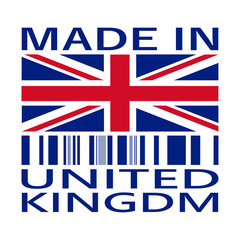 Fototapeta na wymiar made in United Kingdom logo with bar code, logo prodotto nel Regno unito con codice a barre