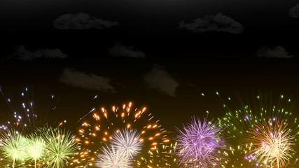 Fireworks festival background, New Year, Christmas, Copy space.