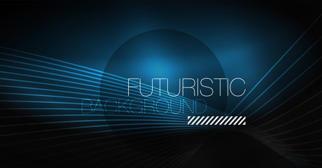 Digital technology abstract background - neon geometric design. Abstract glowing lines. Colorful techno background. Futuristic shape.