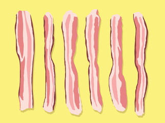 Bacon Six Pieces Vector Illustration