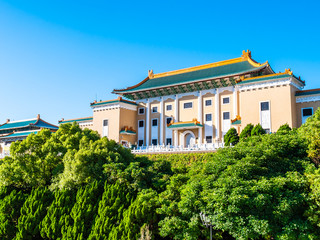 Beautiful architecture building exterior of national palace museum in taipei taiwan - obrazy, fototapety, plakaty