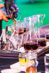 Showcase Syphon Coffee maker by syphonist./ Syphon Coffee or Vacuum Coffee is full immersion tasteful, this process show syphon coffee ready to drink.
