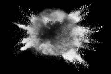 Fotobehang White powder explosion on black background.  © piyaphong