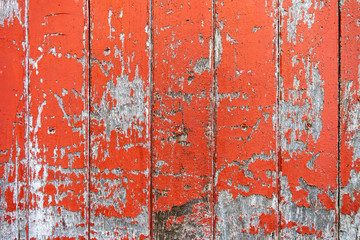 Vintage wood board orange color painted wood wall as background or texture, Natural pattern. Blank copy space.