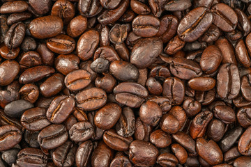 Roasted coffee beans, can be used as a background