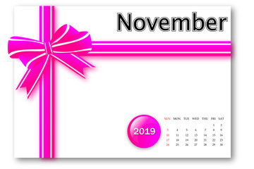 November 2019 - Calendar series with gift ribbon design