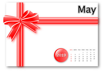 May 2019 - Calendar series with gift ribbon design