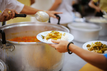 The hands of the poor receive food from the hands of the humane : the concept of relief.