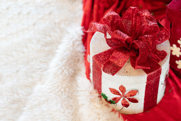 Christmas gift box and decorations for christmas holiday concept