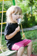little girl eating ice cream