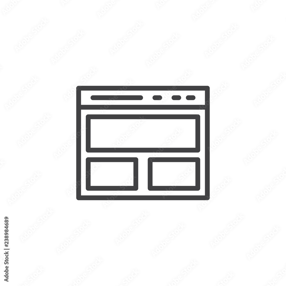 Fototapete website page outline icon. linear style sign for mobile concept and web design. web content browser 