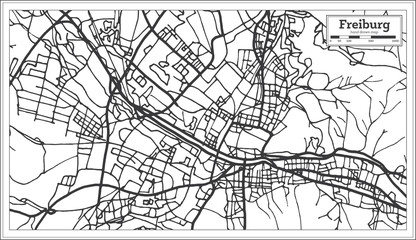 Freiburg Germany City Map in Retro Style. Outline Map.
