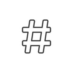 Hashtag outline icon. linear style sign for mobile concept and web design. Hash tag simple line vector icon. Symbol, logo illustration. Pixel perfect vector graphics