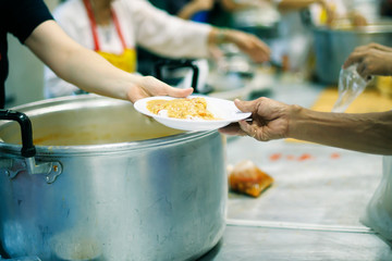 The concept of begging food : donating food is helping human friends in society