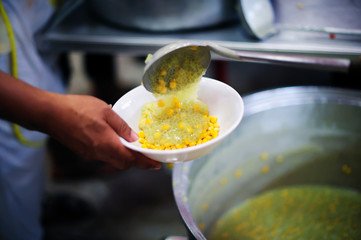 Concept of Feeding : Helping People With Hunger With Kindness