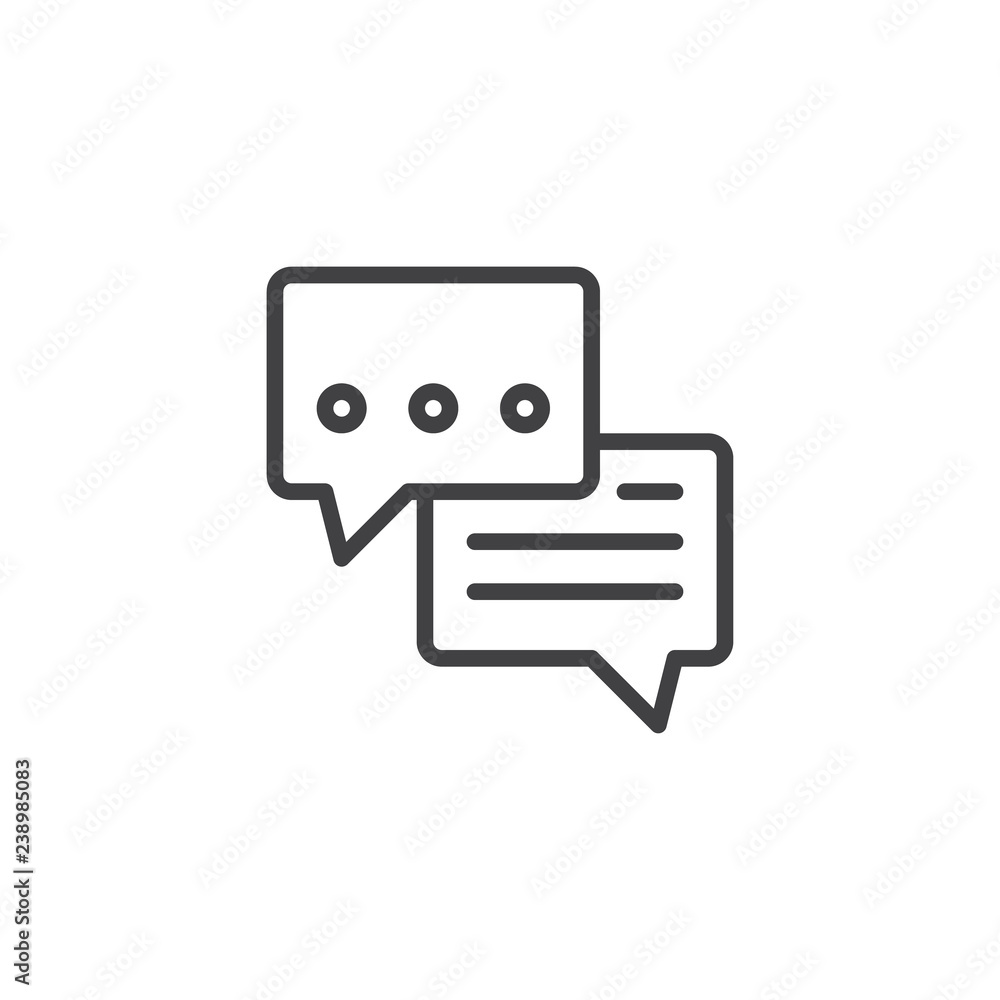 Poster chat message outline icon. linear style sign for mobile concept and web design. speech bubbles text 