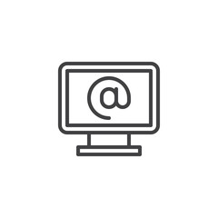 Email desktop outline icon. linear style sign for mobile concept and web design. Internet mail simple line vector icon. Symbol, logo illustration. Pixel perfect vector graphics