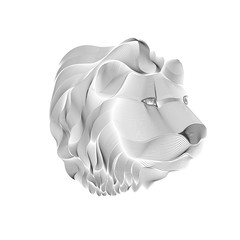 graphic of lion head in lined drawing style