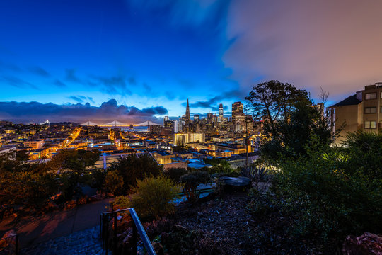 Ina Coolbrith Park At Blue Hour 