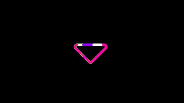 Circles gather in symbol caret down. After it crumbles in a line and moves to the camera. Alpha channel black