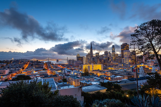 Ina Coolbrith Park At Blue Hour 