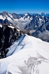 People hiking on Mountain Apls, Chamonix, France.