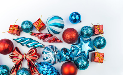 made of christmas decoration on white background.