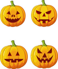 Cartoon halloween pumpkin set