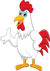 cartoon rooster presenting 