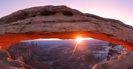 Sunrise at Mesa Arch of  Canyon lands National Park. Utah, United state of America
