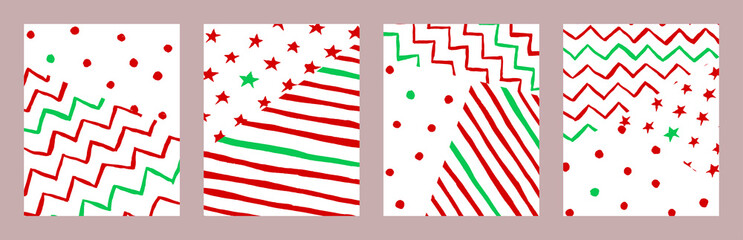set of vector flyer of strips, zigzag, spots, stars