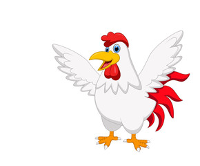 cute rooster cartoon posing 