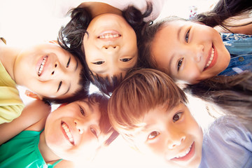 happy Multi-ethnic group of schoolchildren face